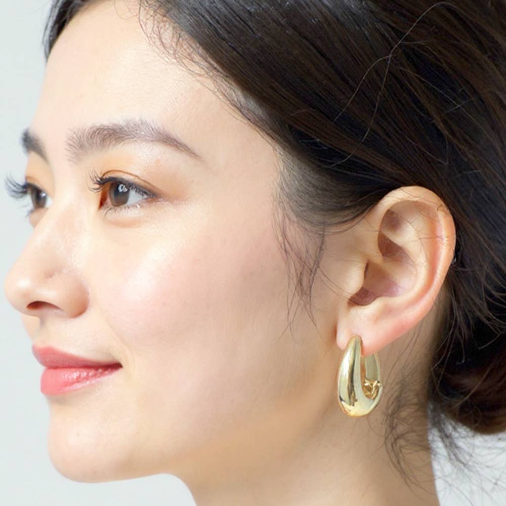 14K Gold Dipped Sculptural Huggie Hoop Earrings: Silver