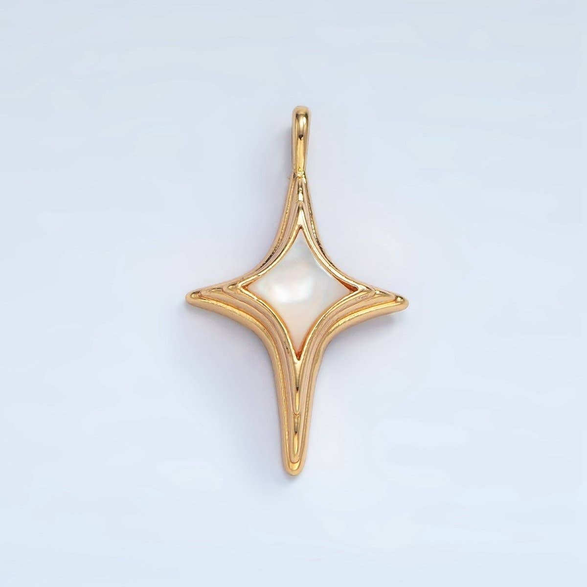 24K Gold Filled Shell Pearl Celestial North Star Charm | AA975