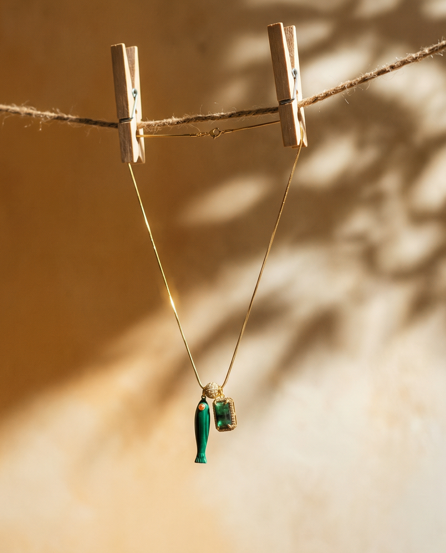 Fish & Gemstone Charm Necklace · Spiritual Talisman: Turquoise