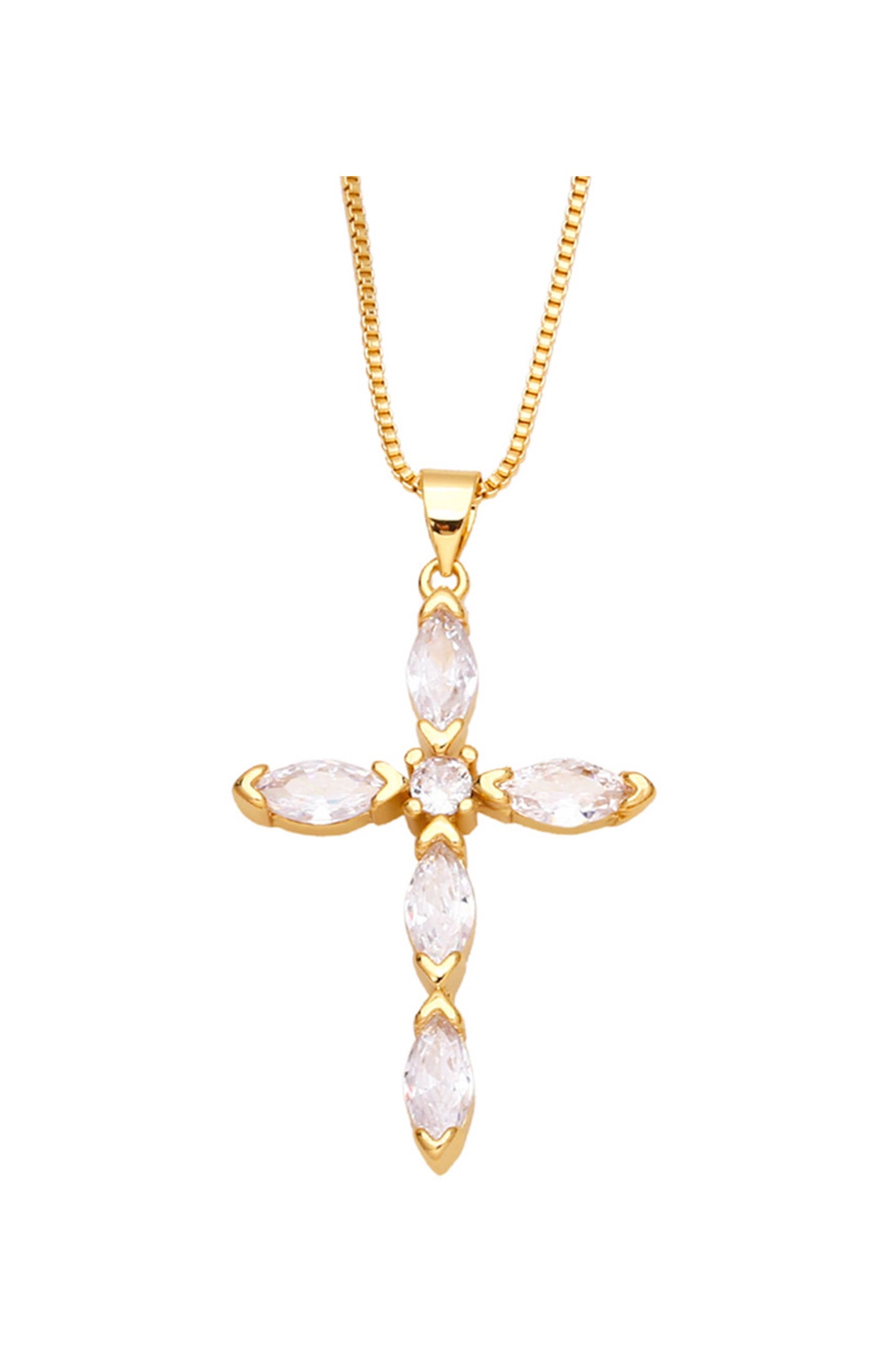 Cross Cubic Zirconia Pendant Necklace  N4764: Red
