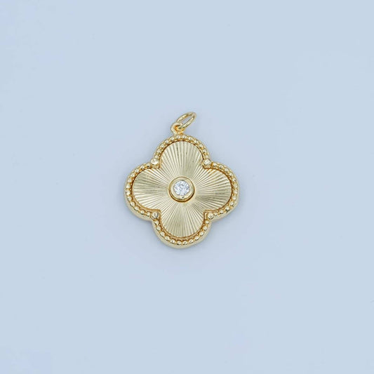 24K Gold Filled 20mm CZ Sunburst Flower Charm | M186