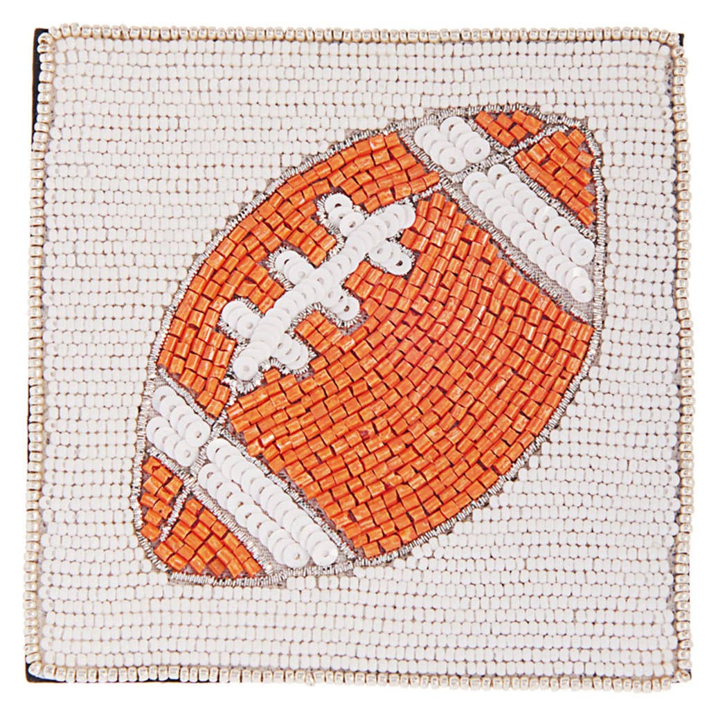 Seed Beaded Square Football Home Coaster: GANGD / ONE SIZE