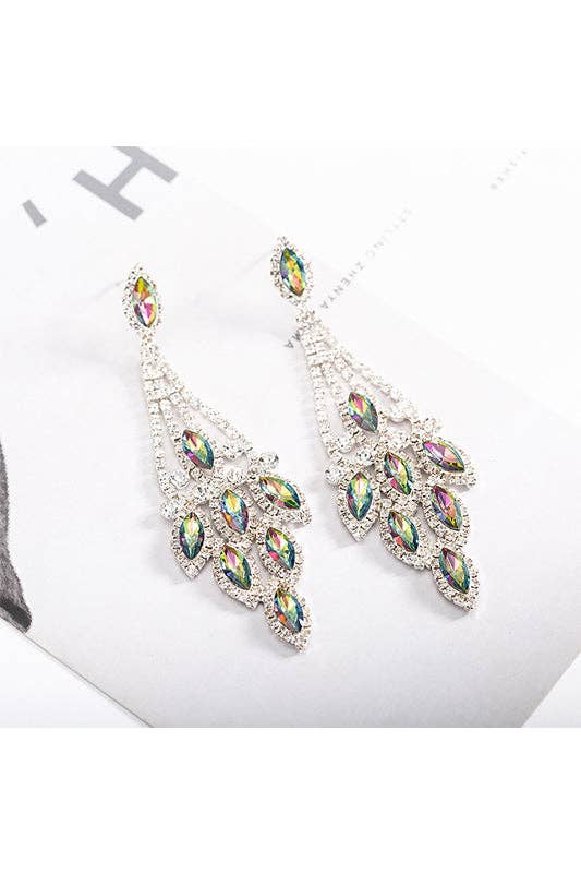 Rhinestone Tassel Earrings E7134: Gold-Multi