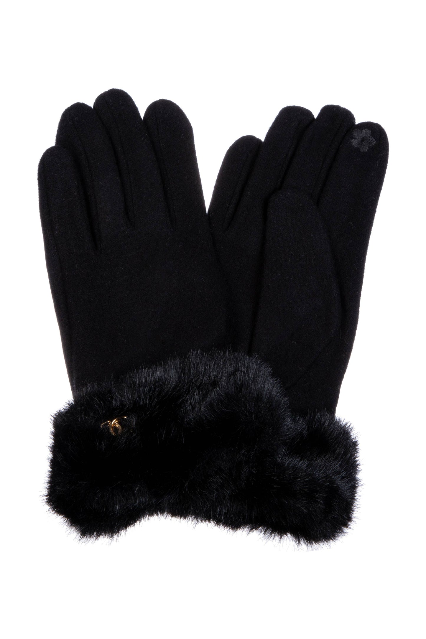 Faux Fur Touch Screen Gloves : Grey