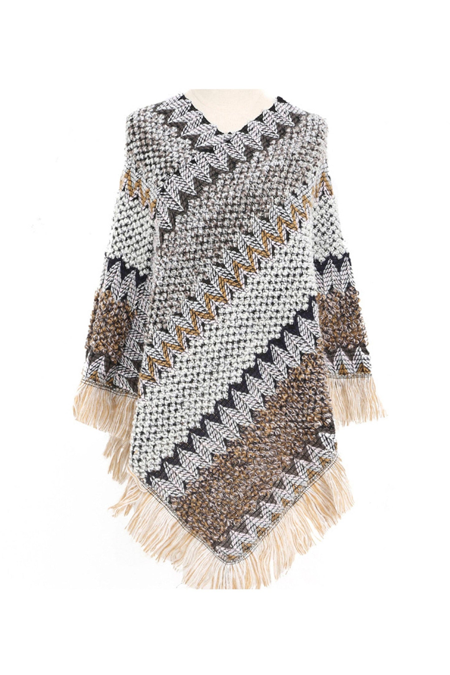 Knitted Tassel Shawl S0097: Rose Red