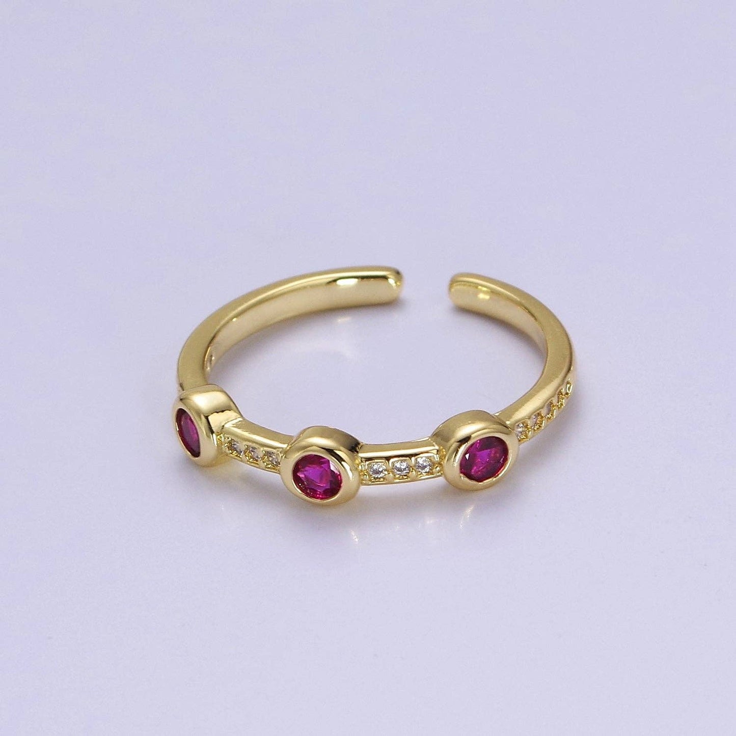 Dainty pink green clear stone ring stackable ring cubic cz: Green