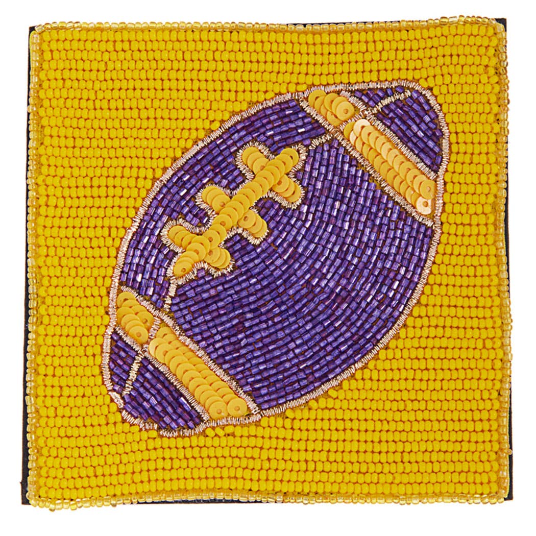 Seed Beaded Square Football Home Coaster: GANGD / ONE SIZE