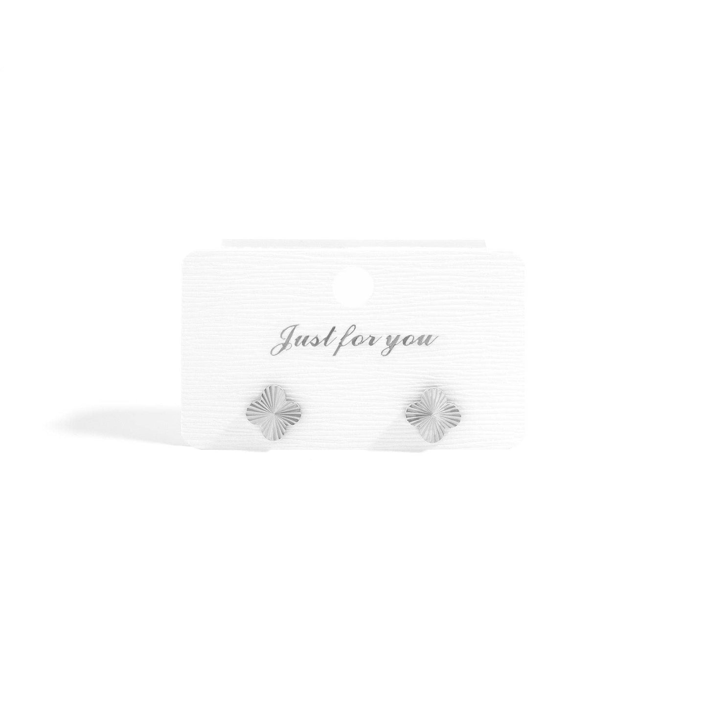 18K Gold PVD Stainless Steel Clover Stud Earrings: Gold