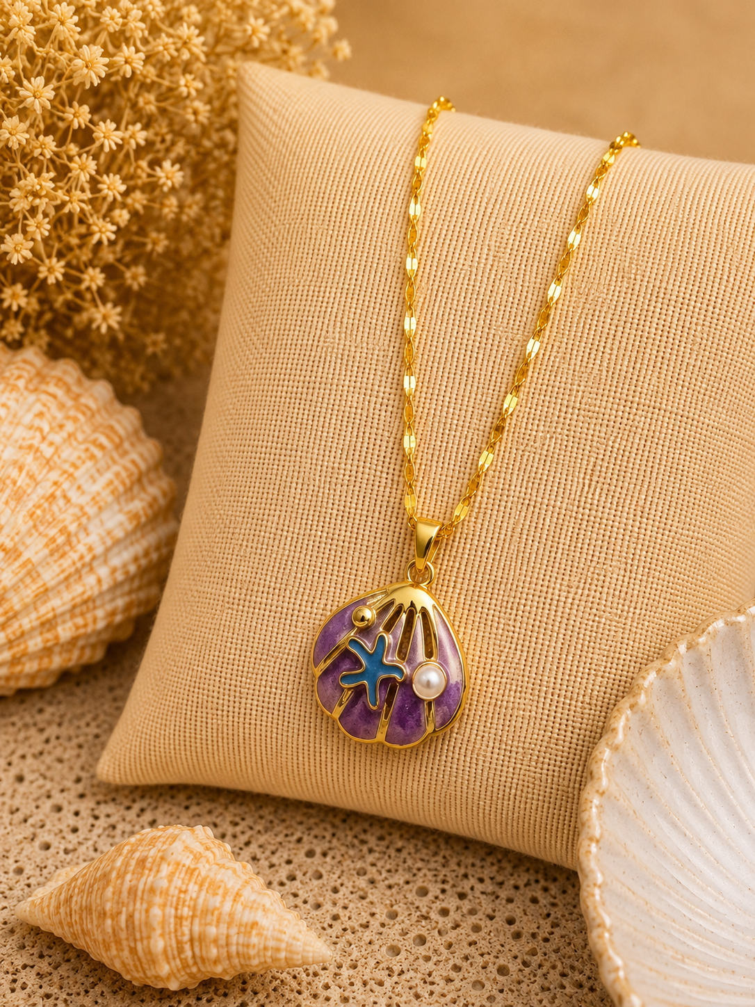 Ocean Treasures Necklace – Gold Plated & Stainless Steel: MIX OF SET 18