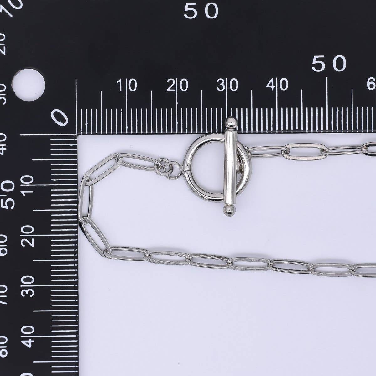 Rhodium Plated 3.5mm Toggle Paperclip Chain 19.5 Inch Necklace w. Extender | WA-3243