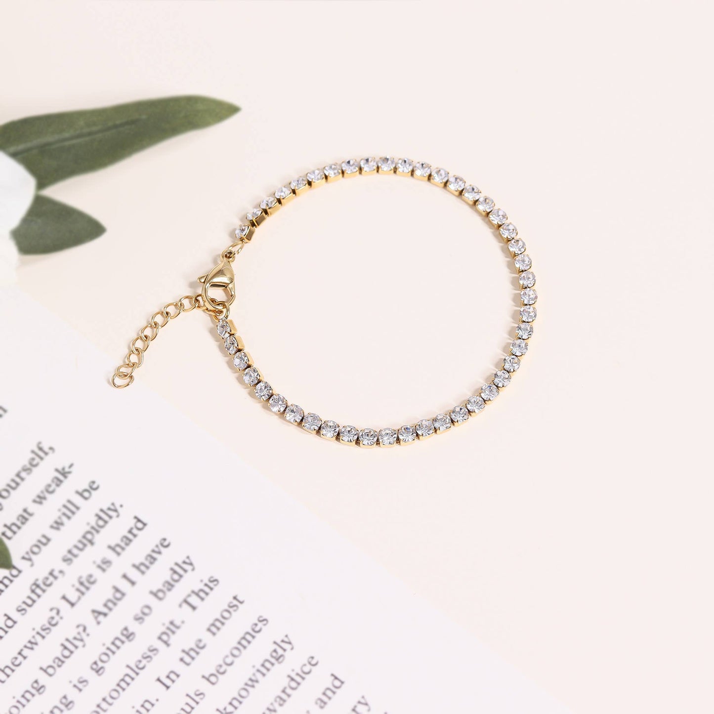 18K Gold PVD Birthstone Tennis Chain Bracelet: July / 6.5"+1"