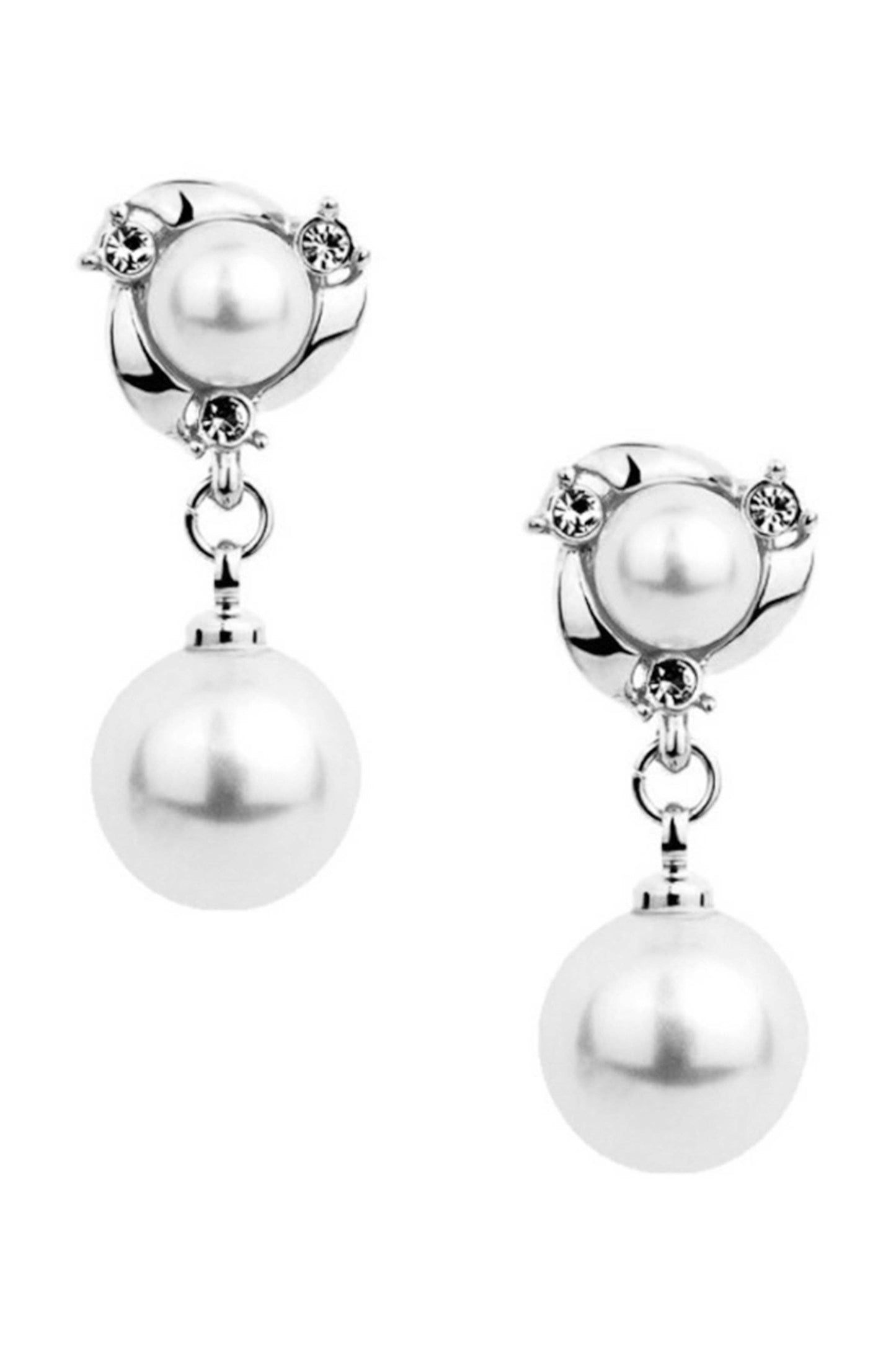Pearl Alloy Clip On Earrings E8294: Silver