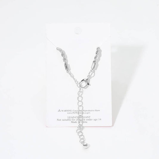 Gold Dipped Quatrefoil Charm Chain Anklet: Rhodium