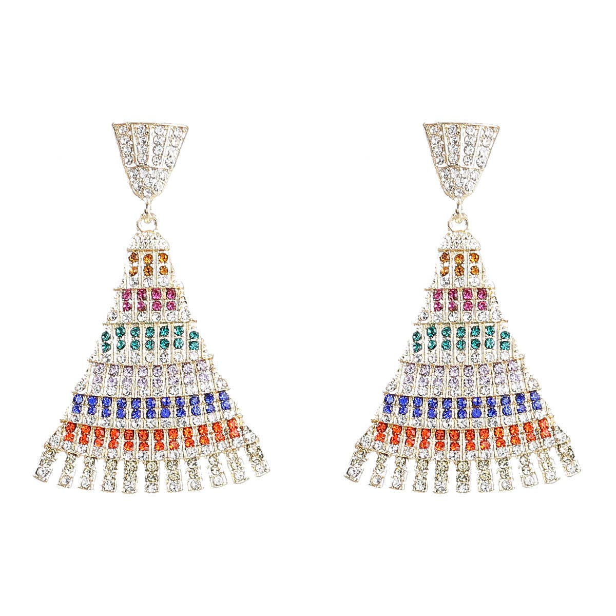 Triangle Rhinestone Earrings E5617: Multi