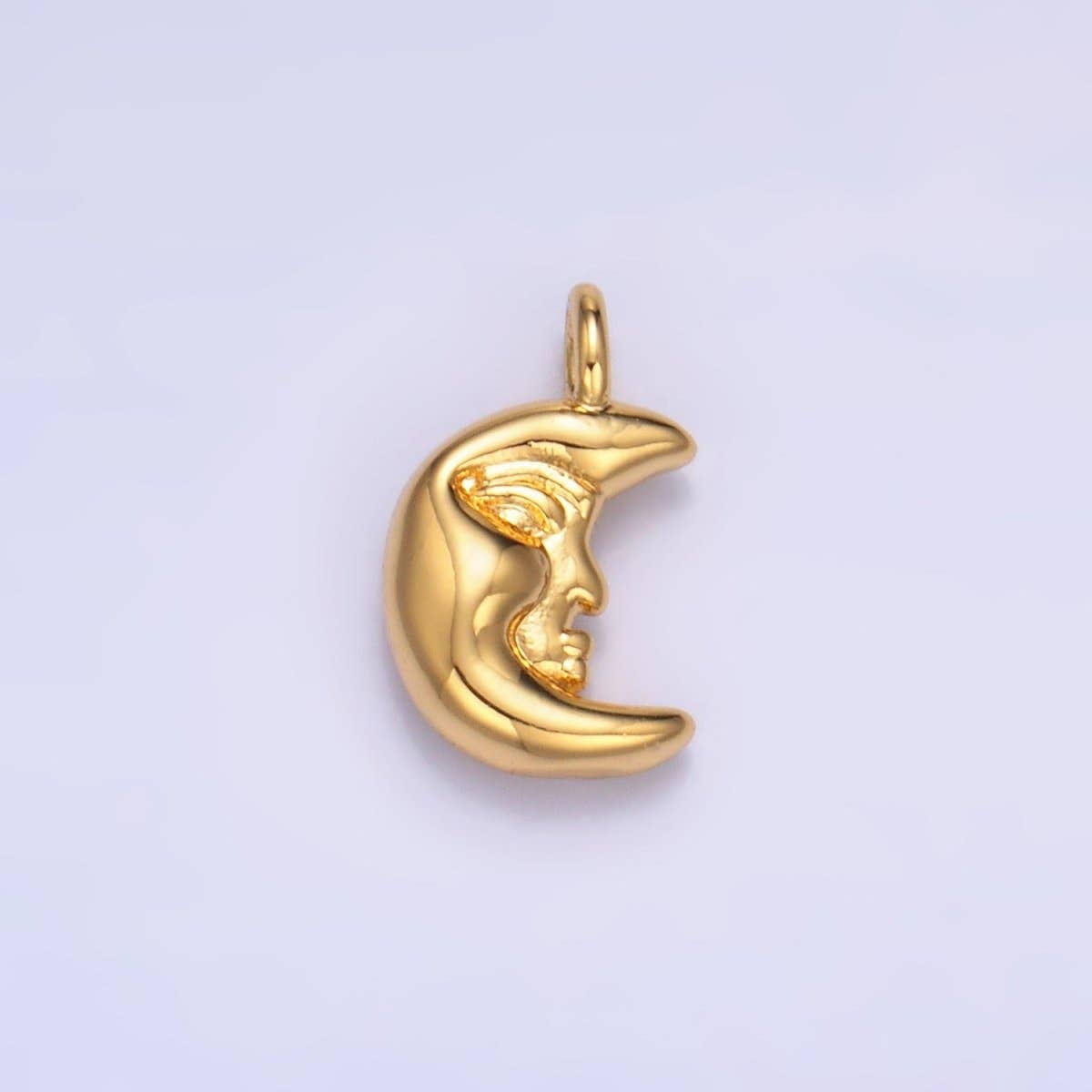 24K Gold Filled 12.5mm Celestial Crescent Moon Face Charm in Gold & Silver | W833: Gold