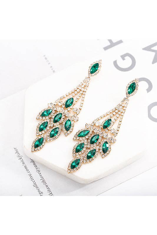 Rhinestone Tassel Earrings E7134: Gold-Multi