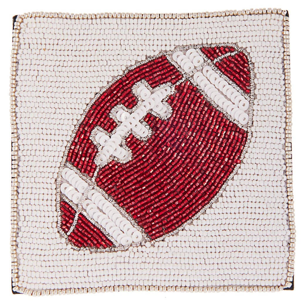 Seed Beaded Square Football Home Coaster: GANGD / ONE SIZE