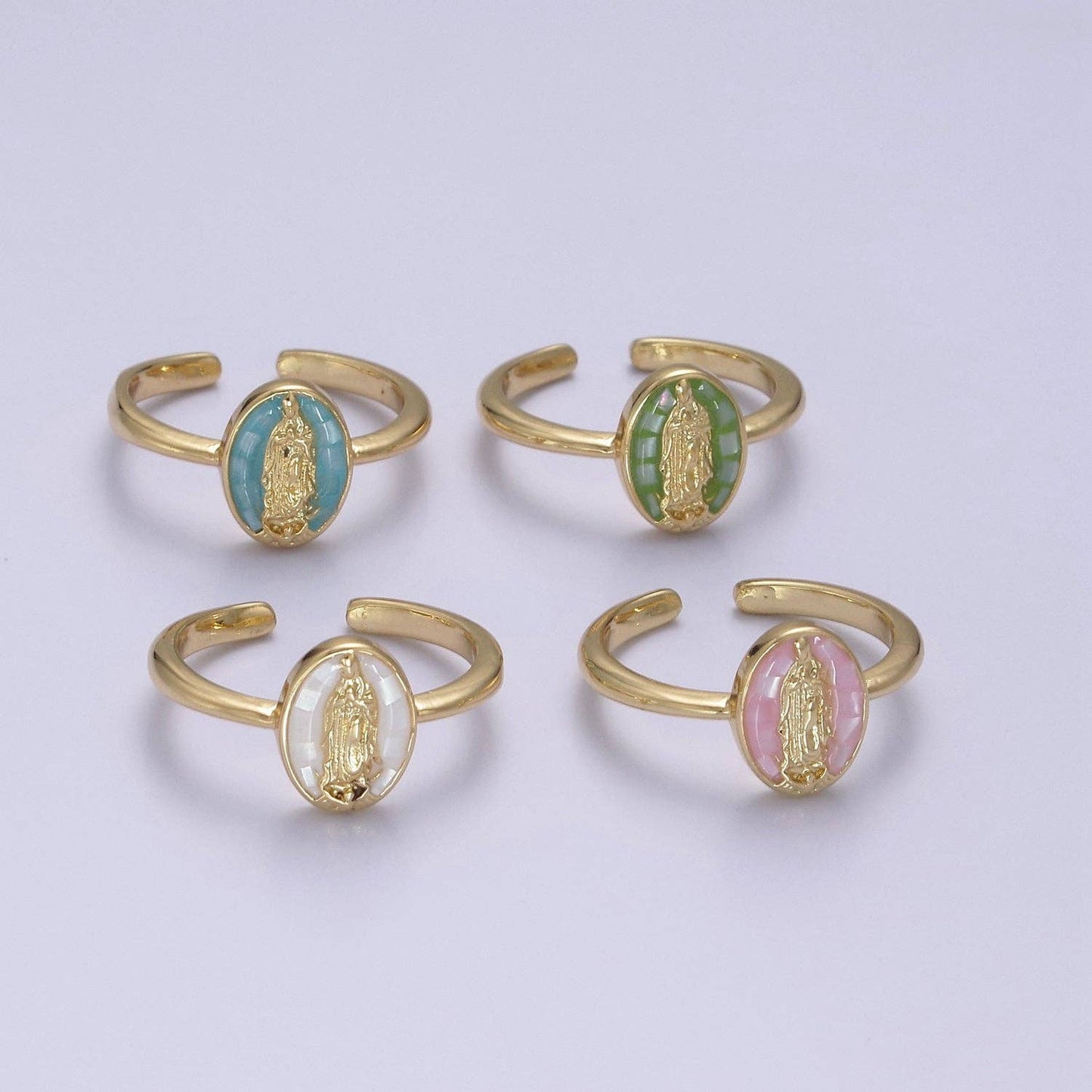 Gold Virgin Mary Ring | Religious Jewelry | Lady Guadalupe R: White
