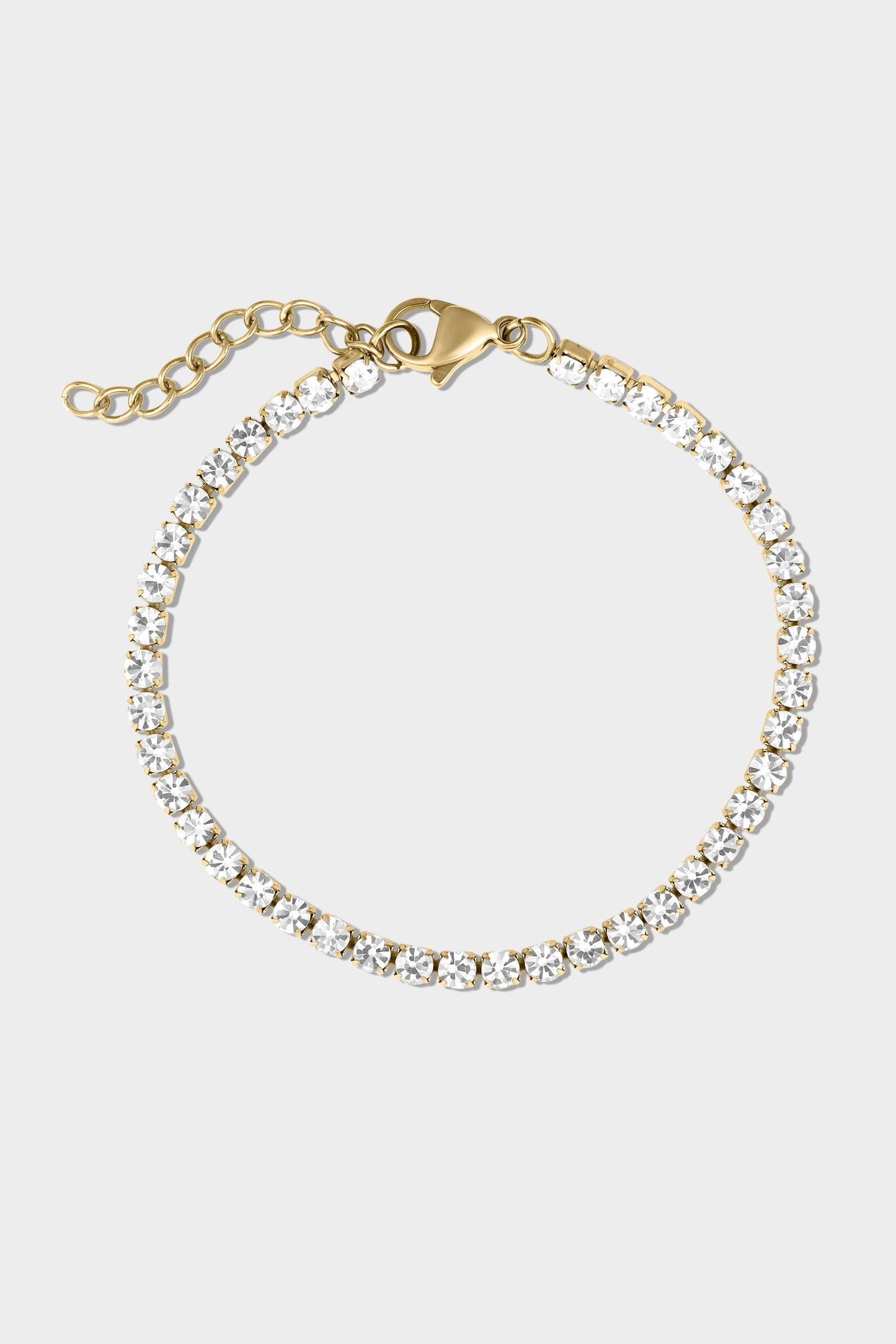 18K Gold PVD Birthstone Tennis Chain Bracelet: March / 6.5"+1"