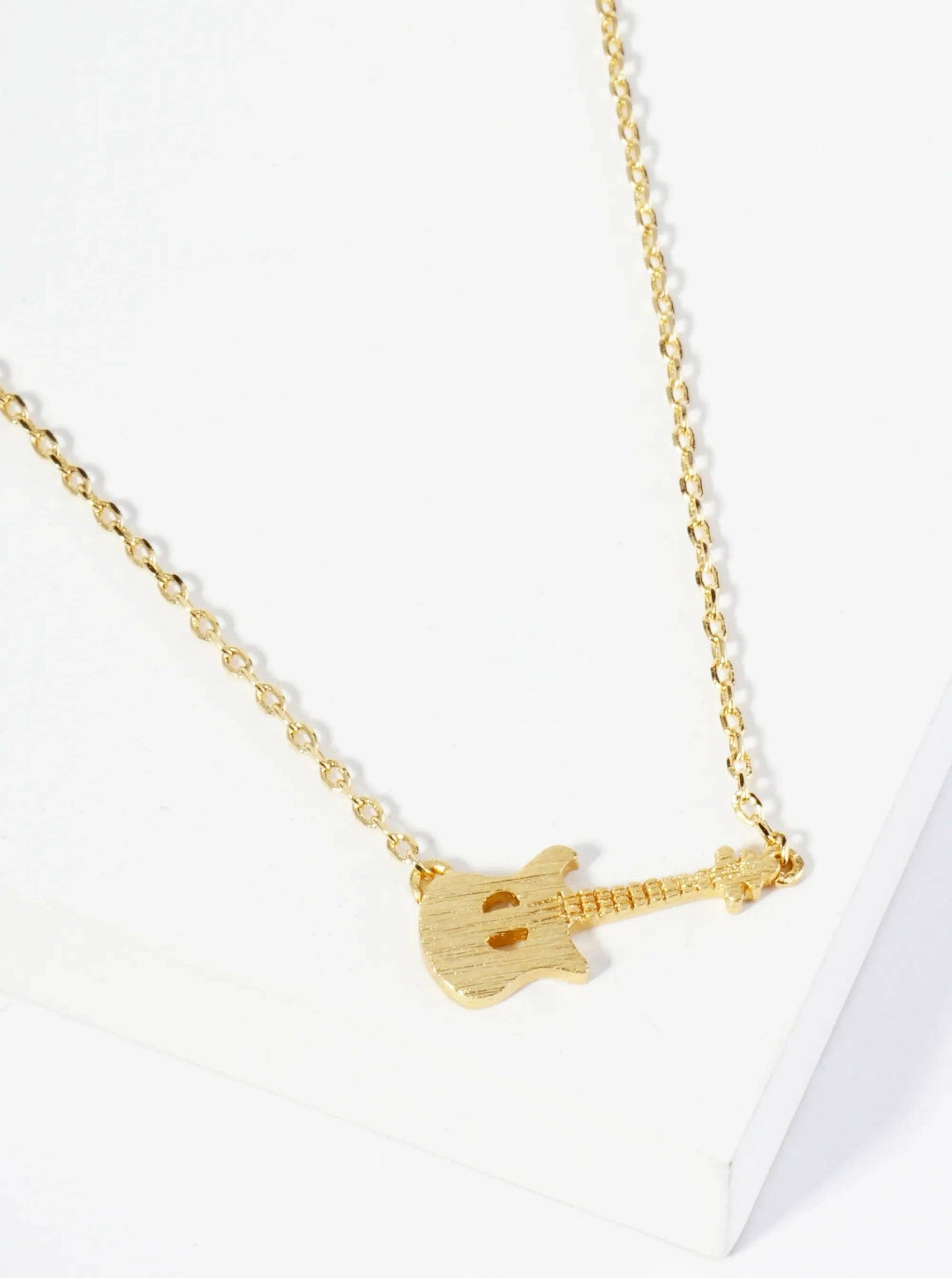 18K Gold Dipped Brass Electric Guitar Necklace: Gold
