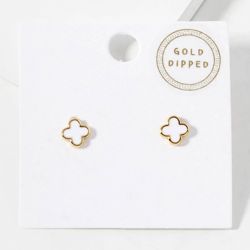 Gold-Dipped Clover Post Earrings: GBK / ONE SIZE