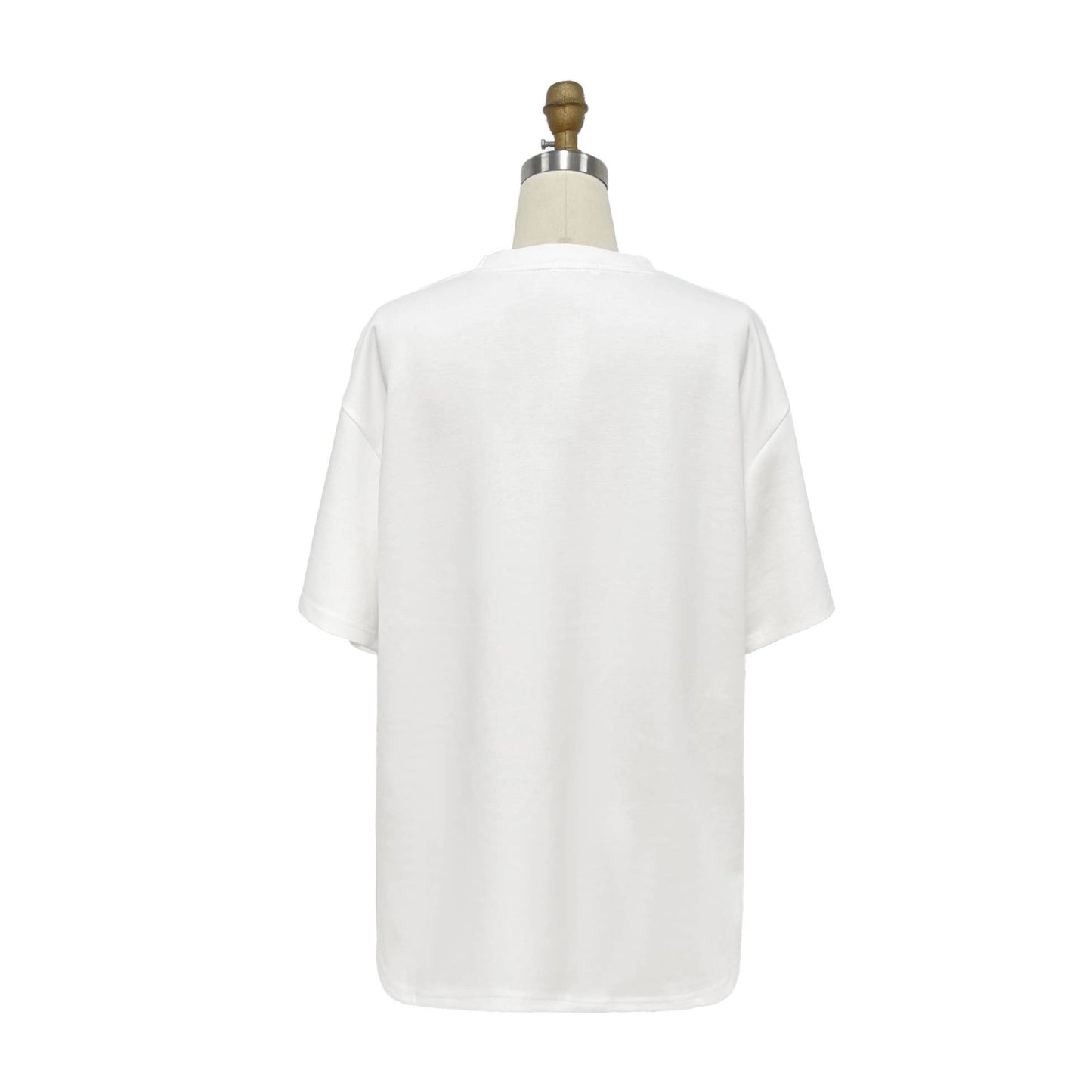 X8796CT Oversized Embellished Crew Neck T Shirt: WHITE / ONE SIZE