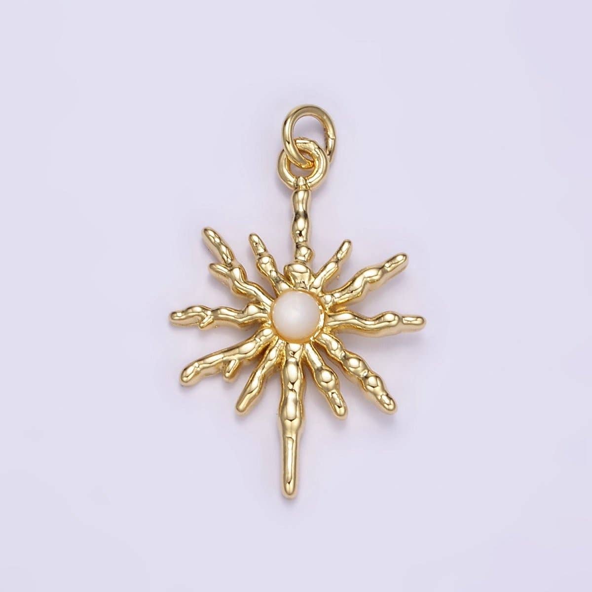 24K Gold Filled Moonstone Celestial Molten Sun Charm | M129