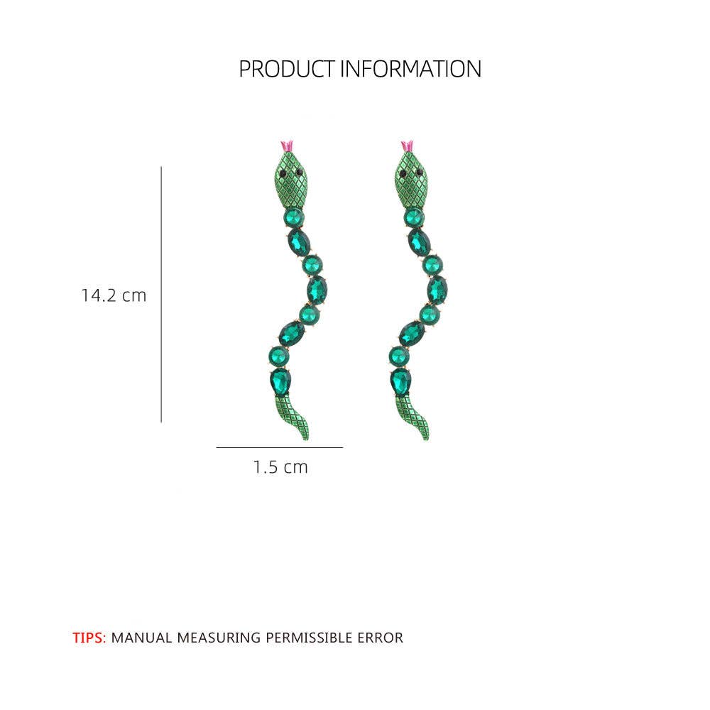 Snake Rhinestone Earrings E7269: White