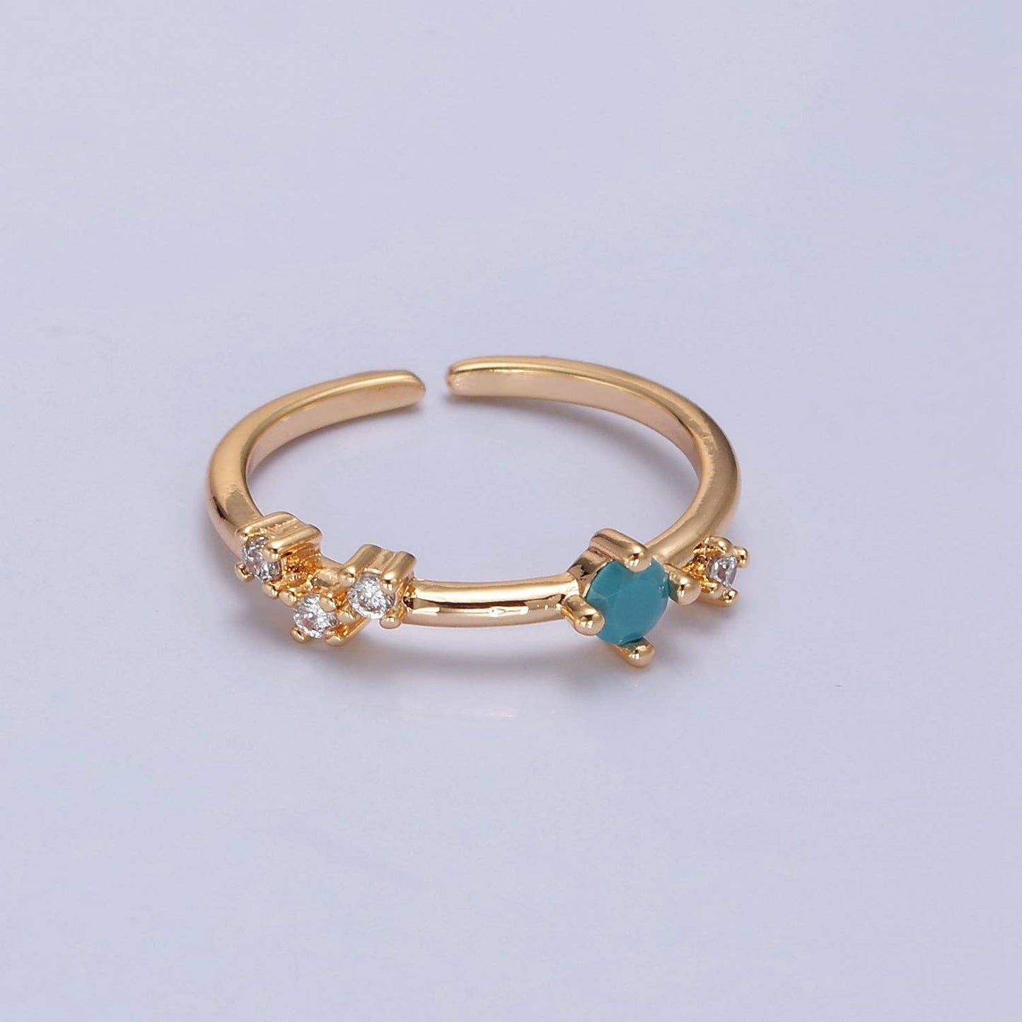 Colorful CZ Crystal Minimalist Gold Ring O2152~O2157: AB Color