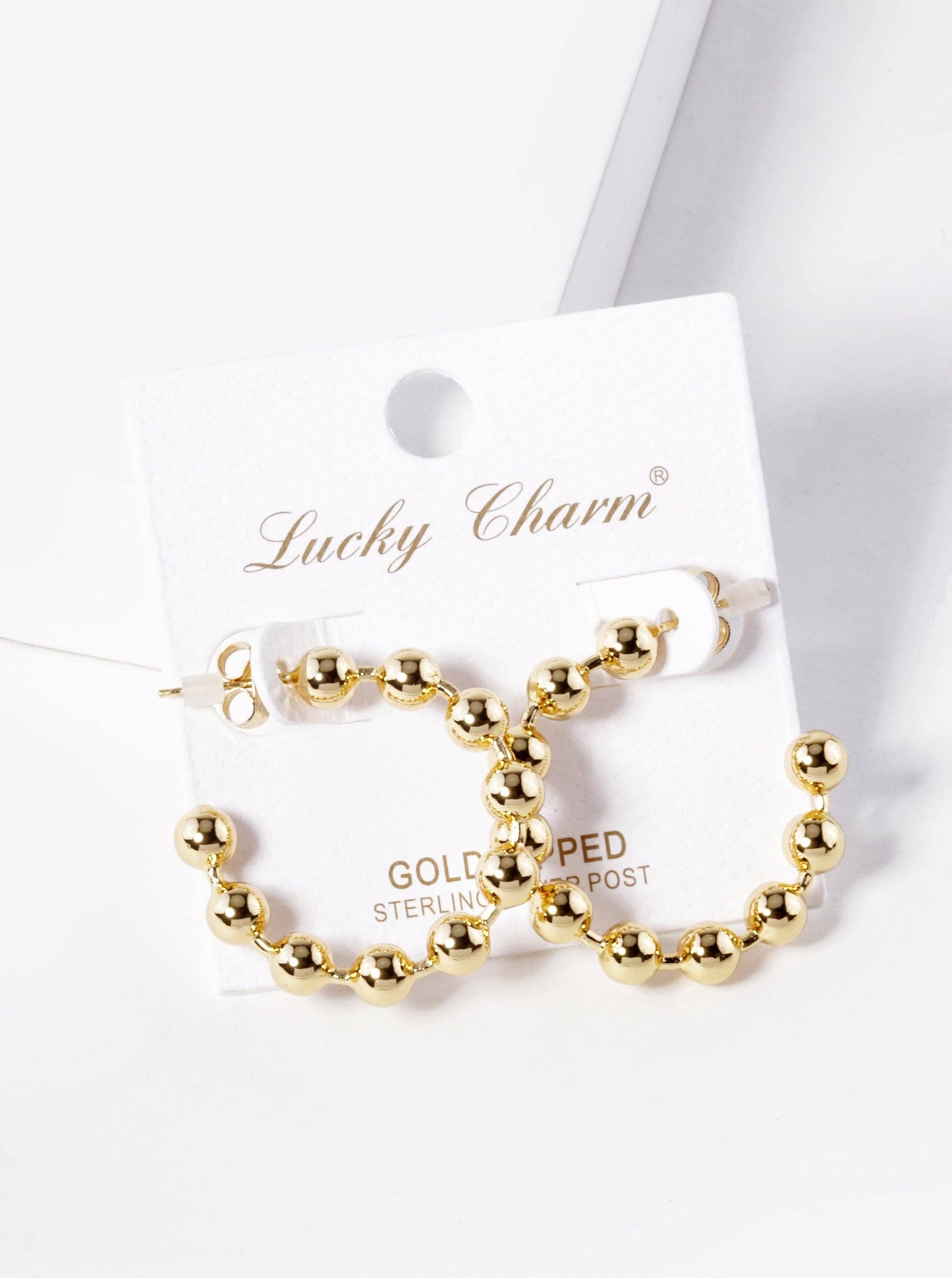 18k Gold Dipped 25mm Ball Hoop Earrings: Rhodium