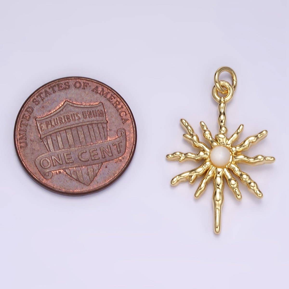 24K Gold Filled Moonstone Celestial Molten Sun Charm | M129