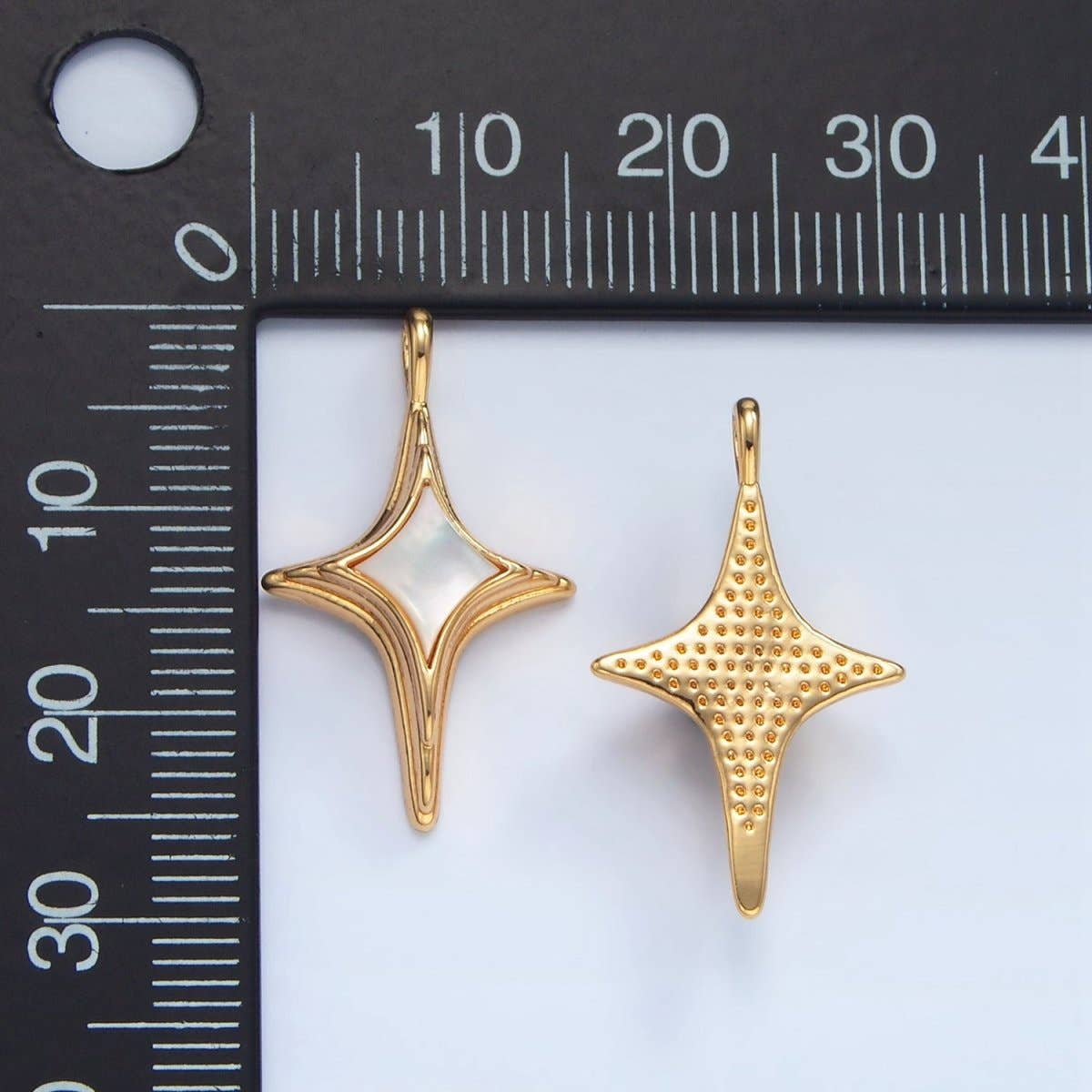 24K Gold Filled Shell Pearl Celestial North Star Charm | AA975