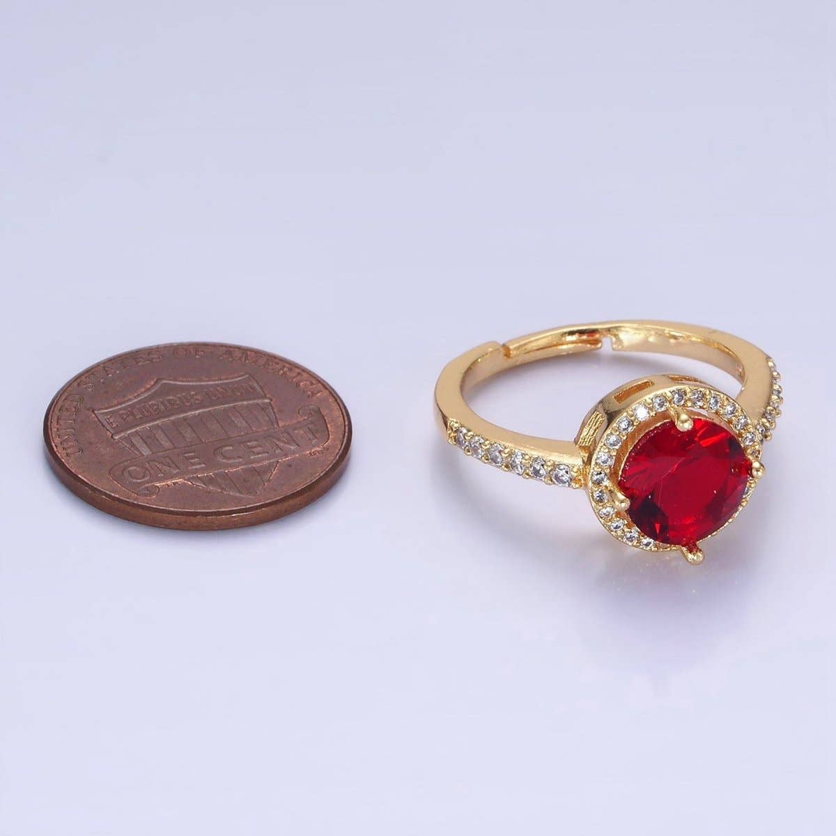 24K Gold Filled Clear, Purple, Pink, Black, Red Solitaire CZ Micro Paved Ring | O1368 - O1372: Black