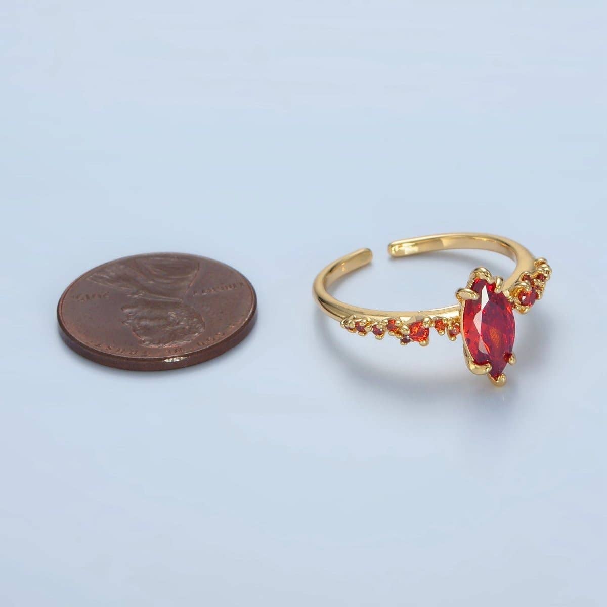 24K Gold Filled Orange Marquise CZ Solitaire Ring | O1408