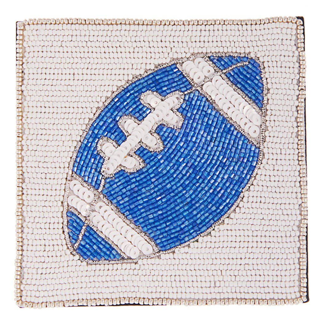 Seed Beaded Square Football Home Coaster: GANGD / ONE SIZE