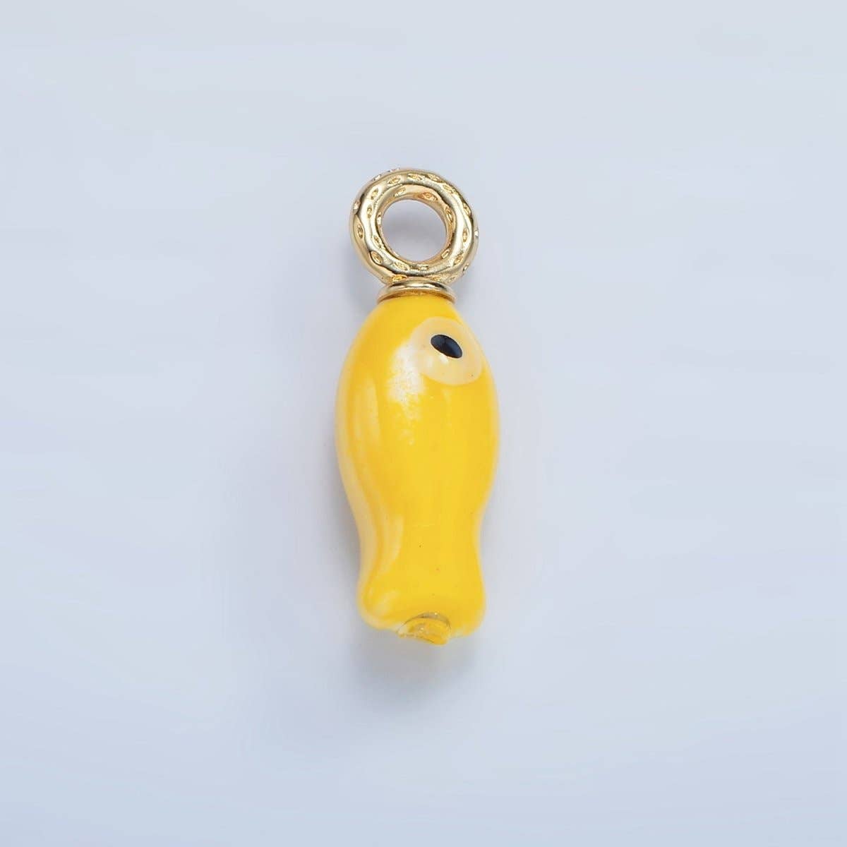24K Gold Filled 30mm Enamel Fish Sea Animal Ceramic Drop Charm | X794 - X801: Light Green