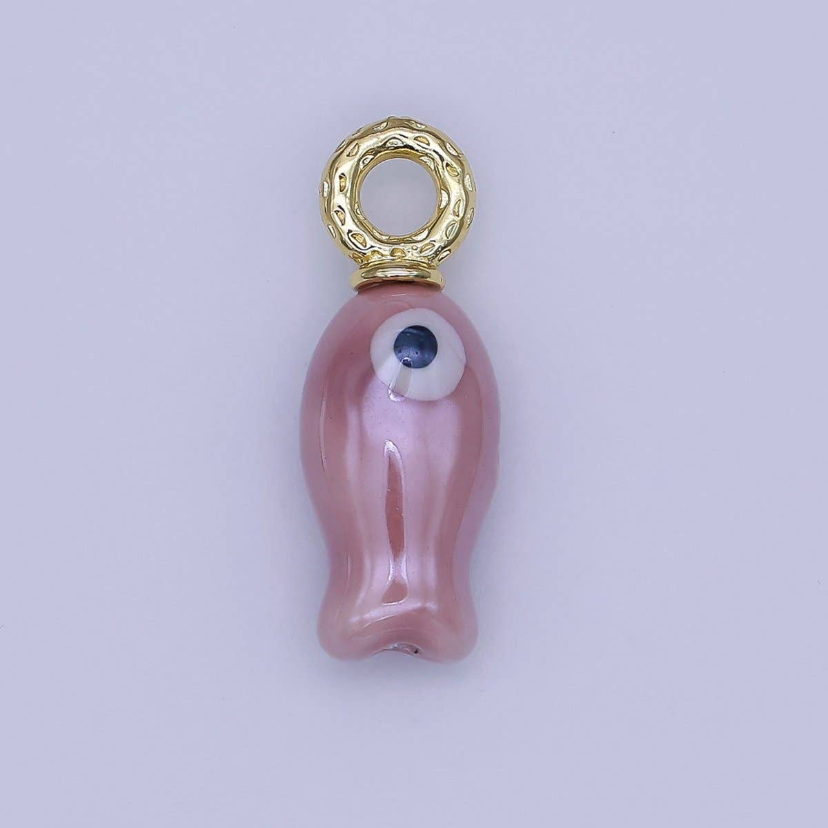 24K Gold Filled 30mm Enamel Fish Sea Animal Ceramic Drop Charm | X794 - X801: Blue