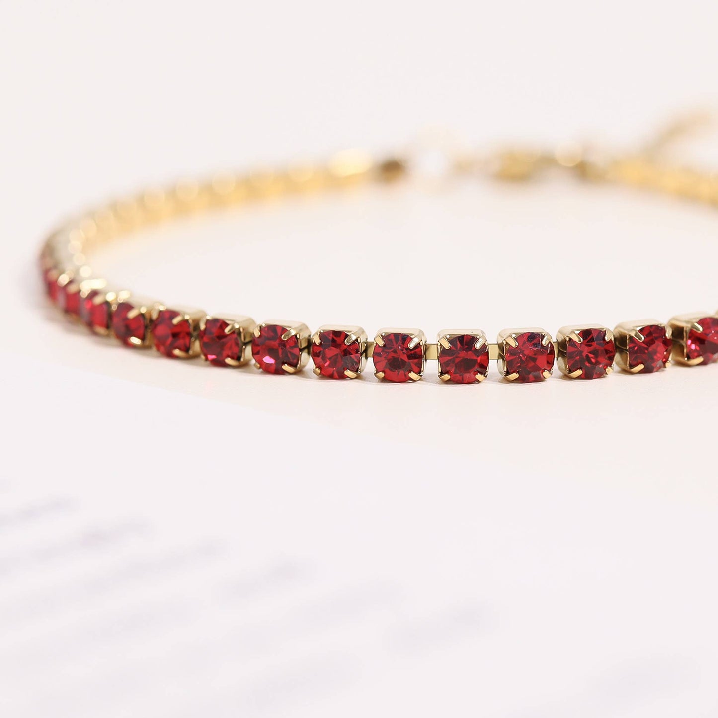 18K Gold PVD Birthstone Tennis Chain Bracelet: July / 6.5"+1"