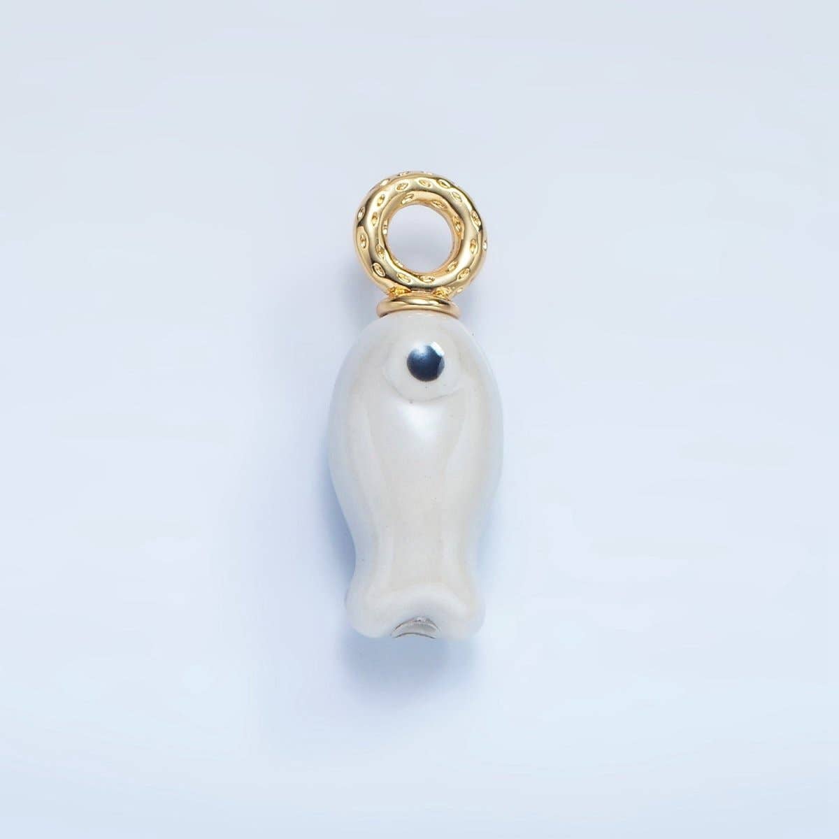 24K Gold Filled 30mm Enamel Fish Sea Animal Ceramic Drop Charm | X794 - X801: Light Green