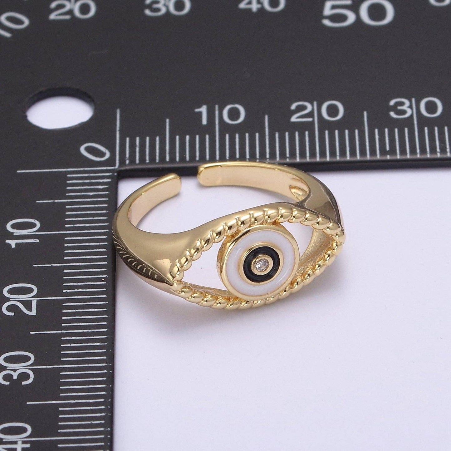 Gold Filled Colorful Evil Eye Open Ring U254 U255 U256 U257: Blue