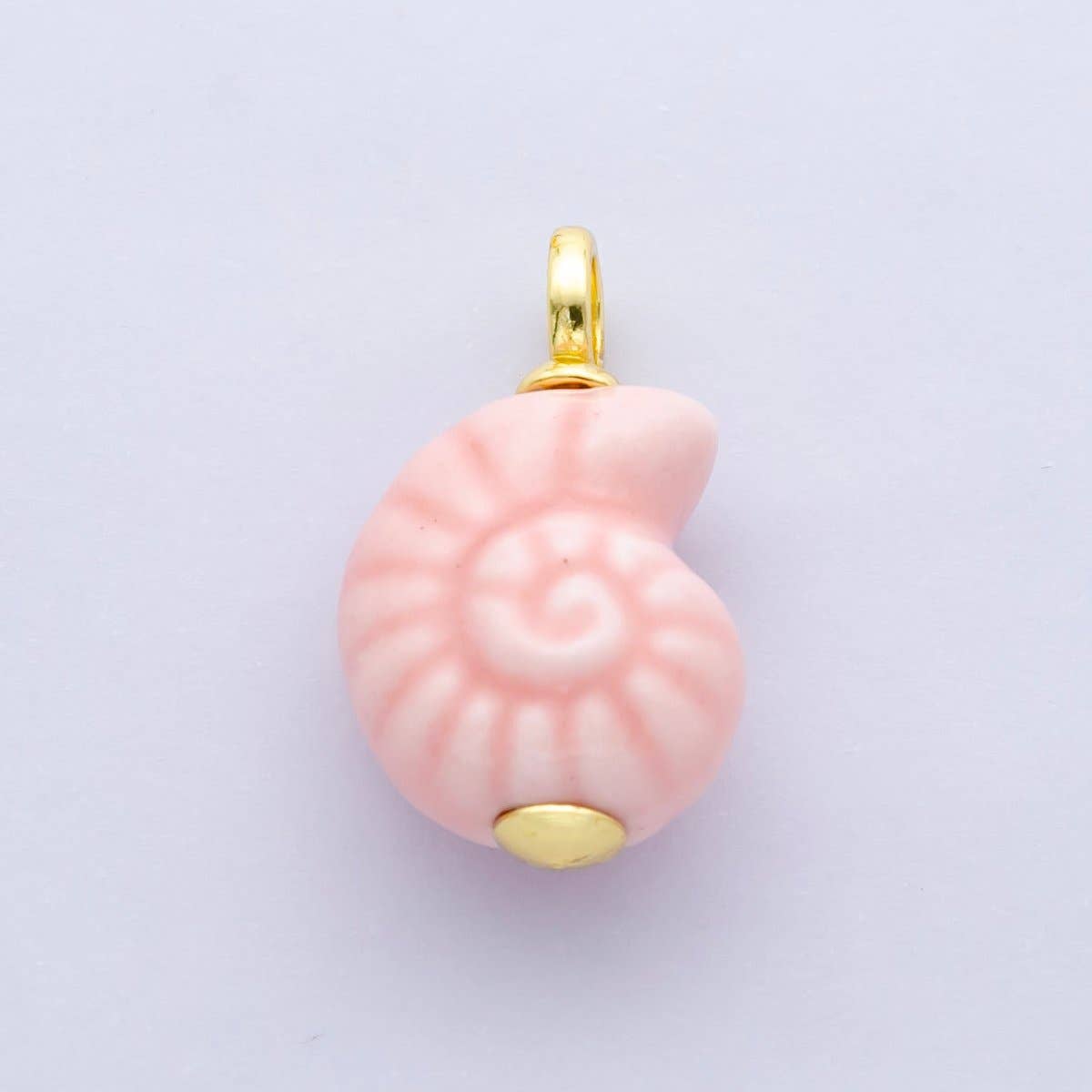24K Gold Filled Blue, Pink Nautilus Clam Sea Shell Ceramic Drop Charm | N081: Blue