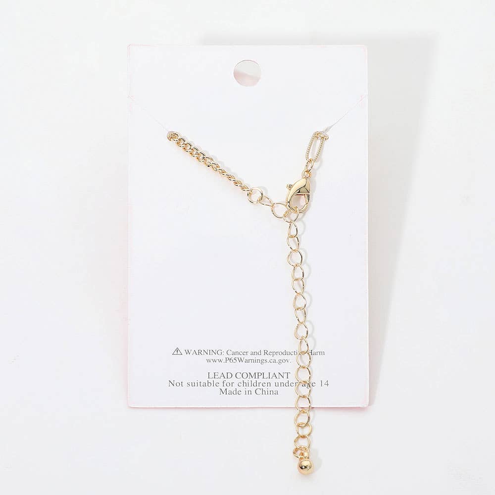Gold Dipped Rhinestone Pave Open Quatrefoil Charm Accent Anklet: Gold