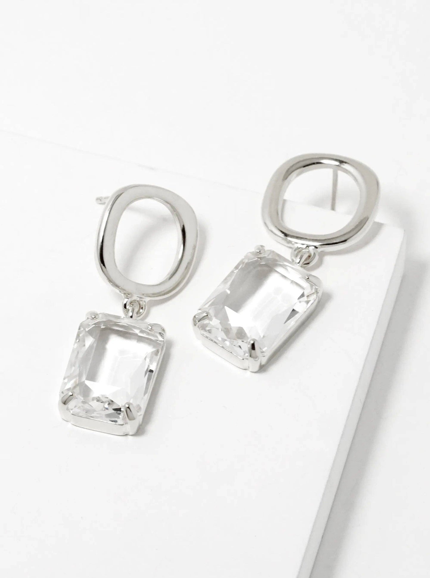 White Gold Dipped 13mm CZ Drop Dangle Earrings: Gold