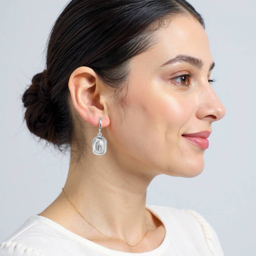 14K Gold Dipped Western Cowboy Hat Dangle Huggie Hoop Earrings: Gold