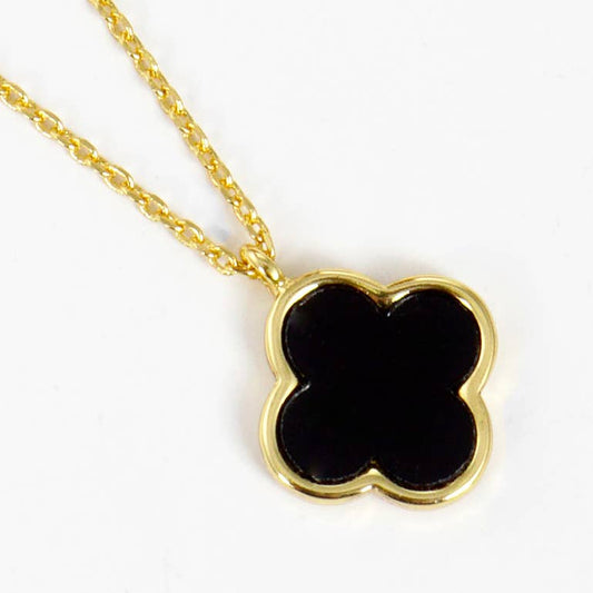 Gold-Dipped Colored Clover Charm Necklace: GBK / ONE SIZE