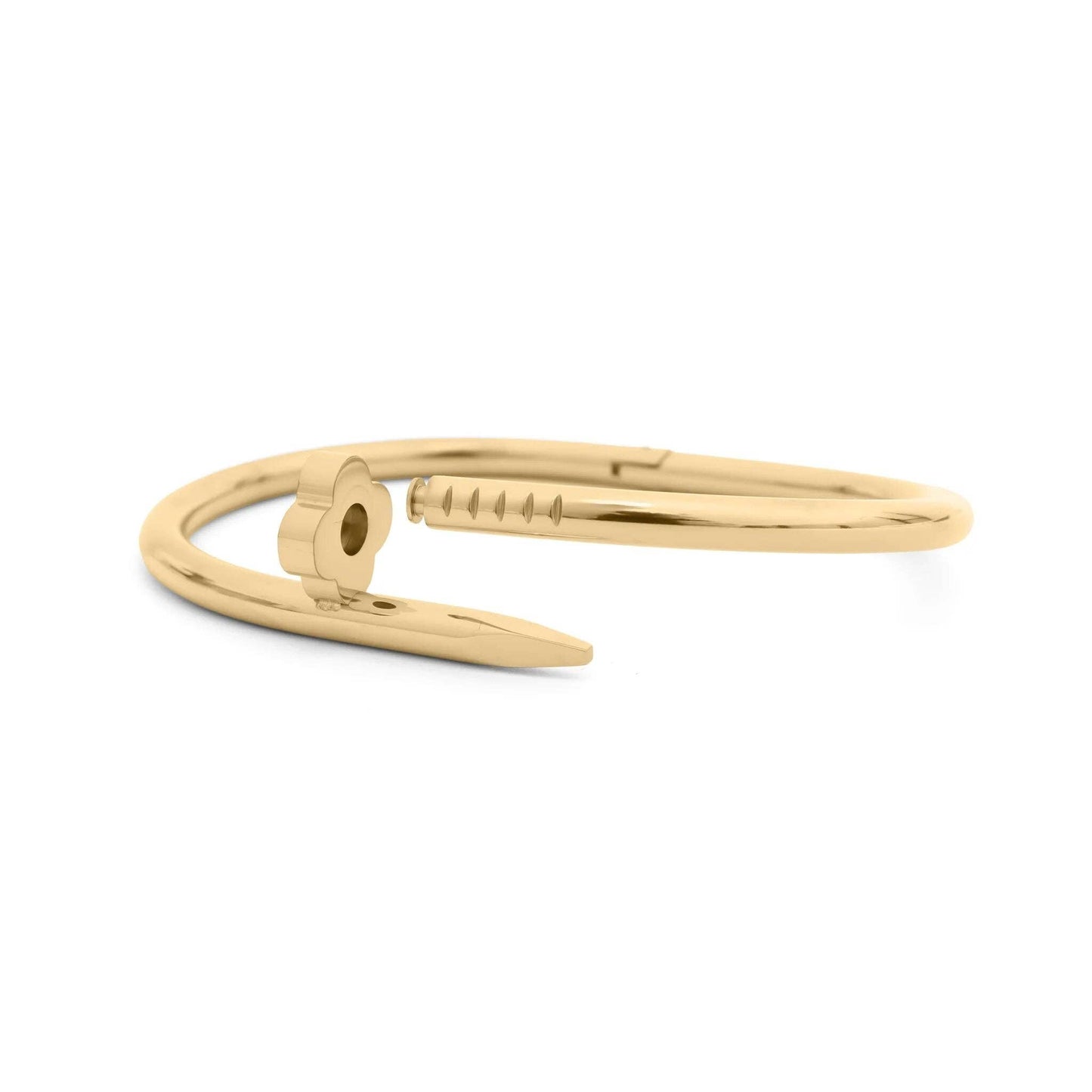 18K Gold PVD Stainless Steel Floral Nail Bangle: Gold