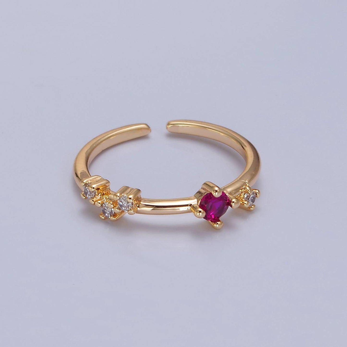 Colorful CZ Crystal Minimalist Gold Ring O2152~O2157: AB Color