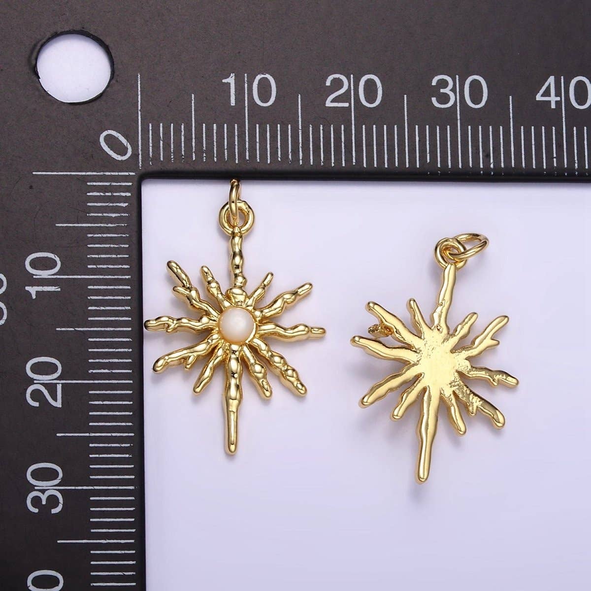 24K Gold Filled Moonstone Celestial Molten Sun Charm | M129