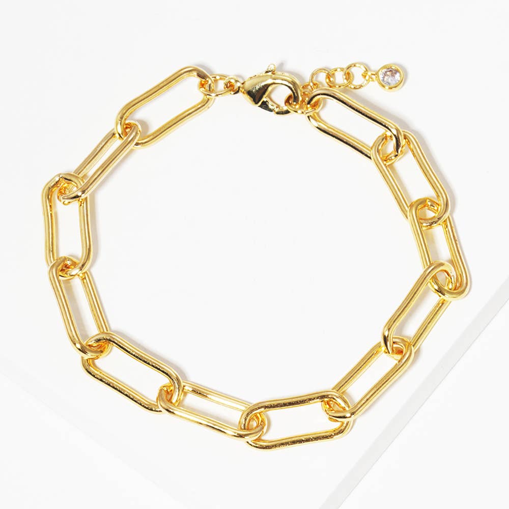 Gold Dipped Paperclip Chain Link Bracelet: Silver