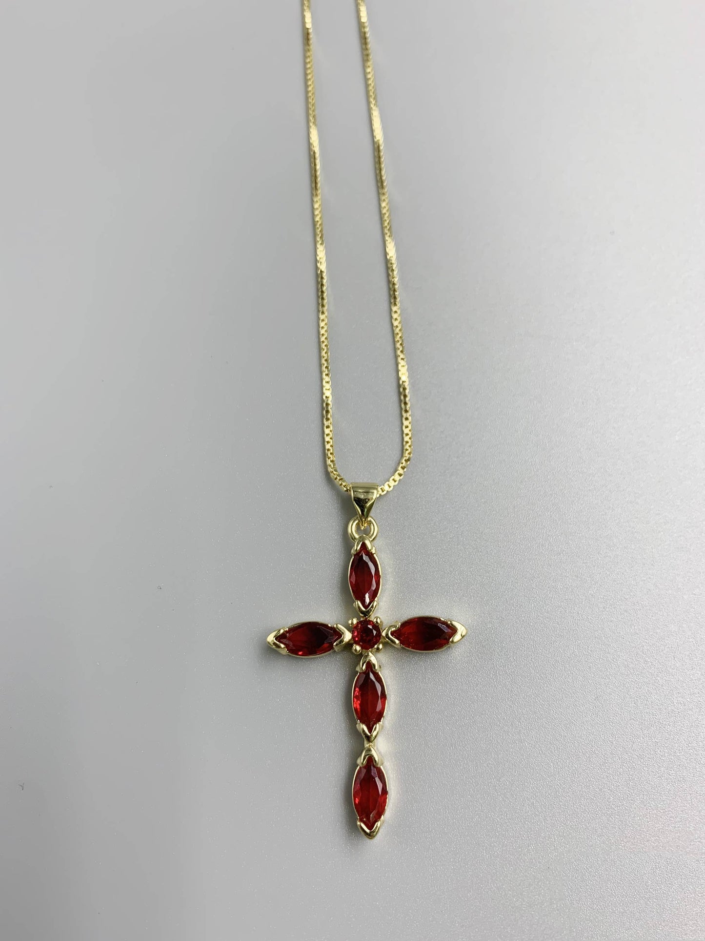 Cross Cubic Zirconia Pendant Necklace  N4764: Blue